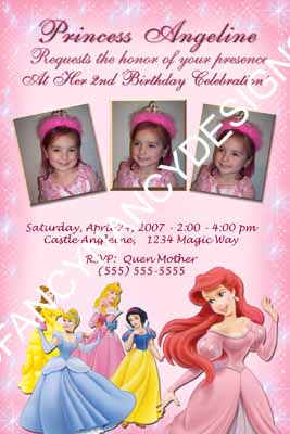 Personalized Photo Disney Princess Birthday Invitation 